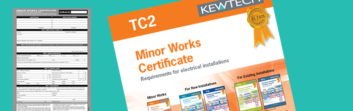 18TH EDITION Kewtech TC2 Electrical Installation Minor Works Certificate 